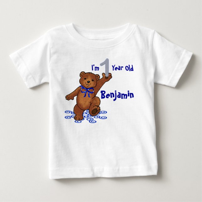 1st Birthday Teddy Bear Baby T-Shirt (Front)