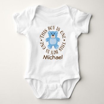 1st Birthday Teddy Bear Personalized Party T-shirt Baby Bodysuit by MainstreetShirt at Zazzle