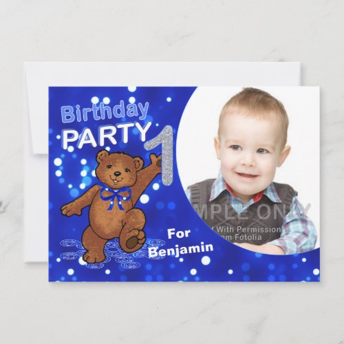 1st Birthday Teddy Bears Party, Custom Photo Personalized Invite