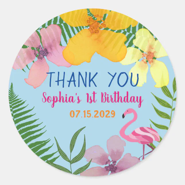 1st Birthday Thank You Classic Round Sticker Zazzle