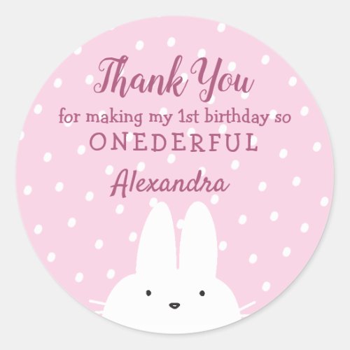1st Birthday Thank You Winter Onederland Pink Classic Round Sticker
