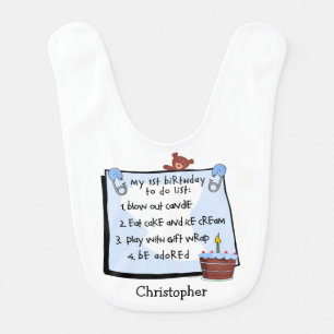 1st Birthday To Do's Blue Bib