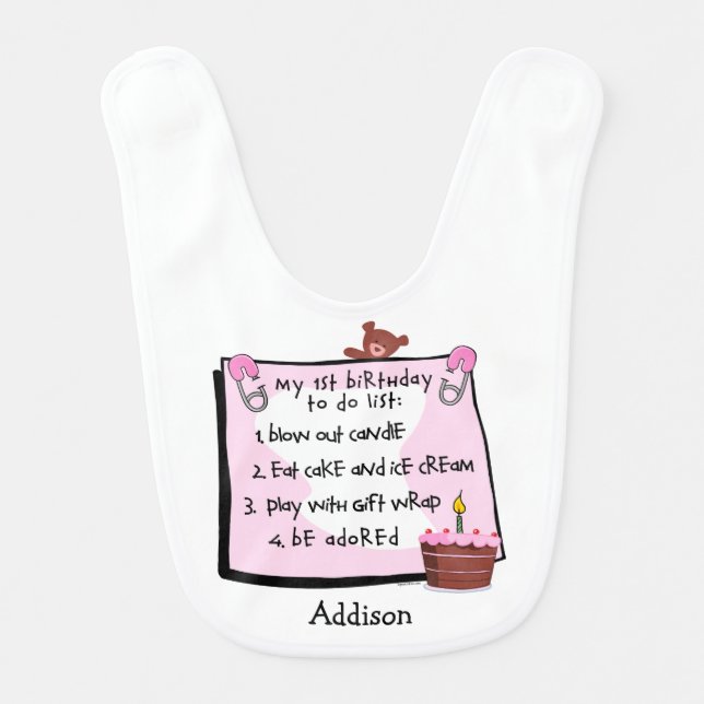 1st Birthday To Do's Pink Bib (Front)