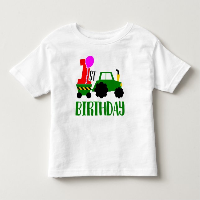 1st Birthday Tractor Toddler T-shirt (Front)