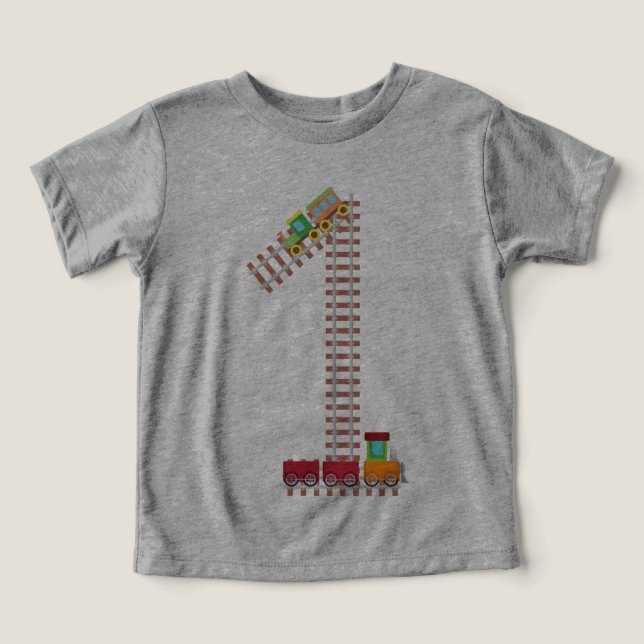 1st Birthday Train Railroad Themed 1 Year Old Kids Toddler T-shirt (Design Front)