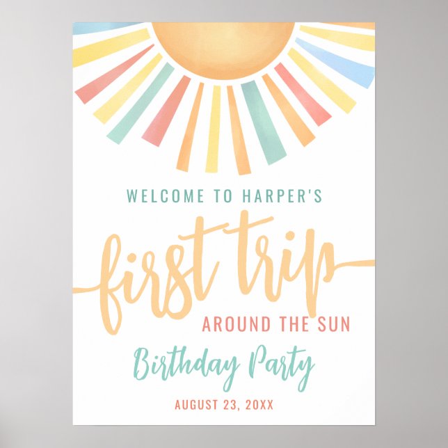 1st Birthday Trip Around The Sun Welcome Sign (Front)