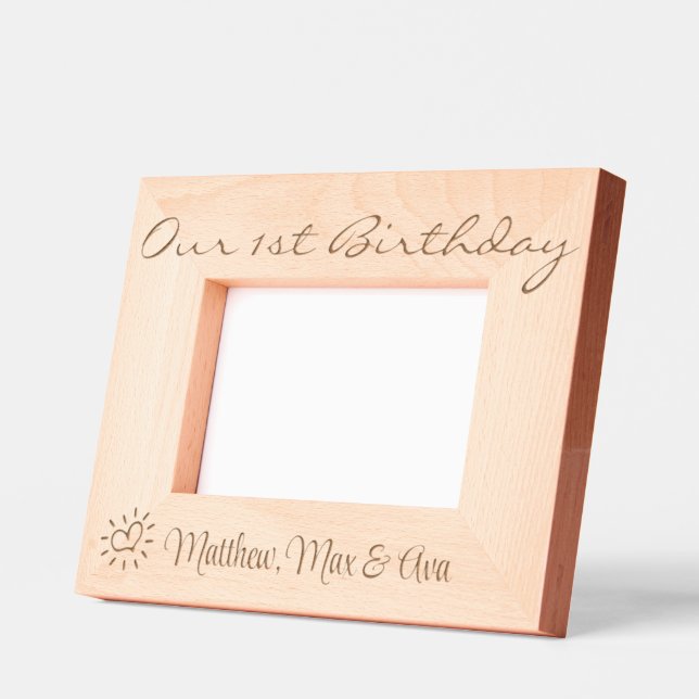 1st Birthday Triplets, Twins, Names, Photo, 6x4",  Engraved Frames (Left)