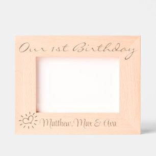 1st Birthday Triplets, Twins, Names, Photo, 7x5", Engraved Frames