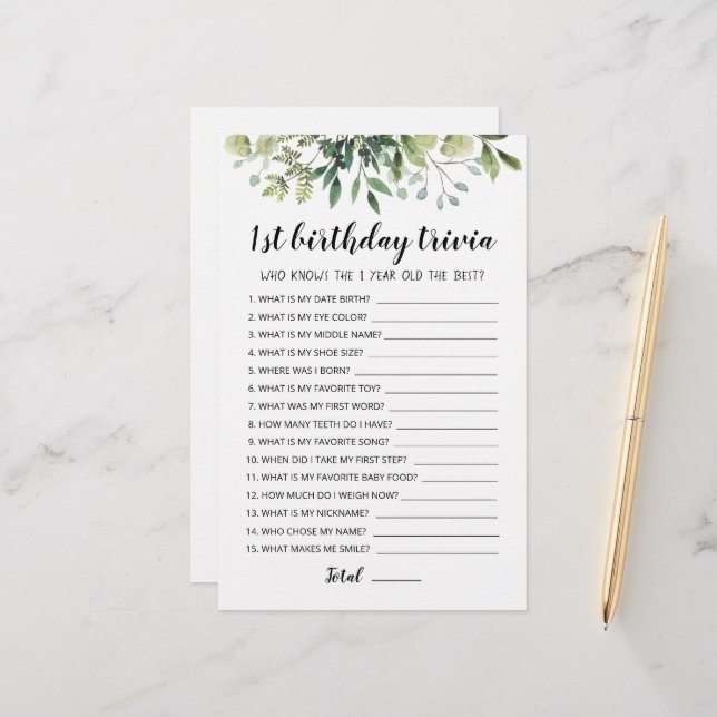 1st Birthday Trivia editable game | Zazzle 1st-birthday-trivia-editable-game-zazzle