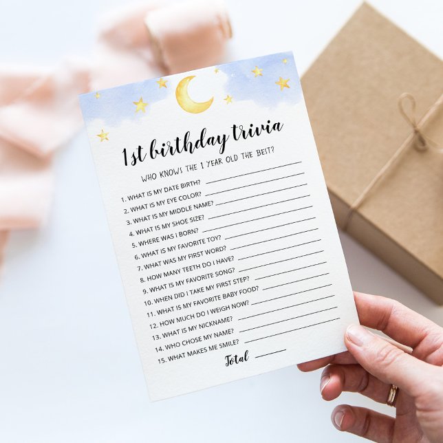 1st Birthday Trivia editable game Card (Creator Uploaded)