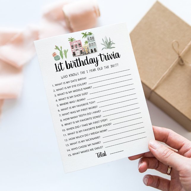 1st Birthday Trivia editable game Card (Creator Uploaded)
