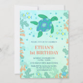 1st Birthday Turtle Under The Sea Party Invitation (Front)