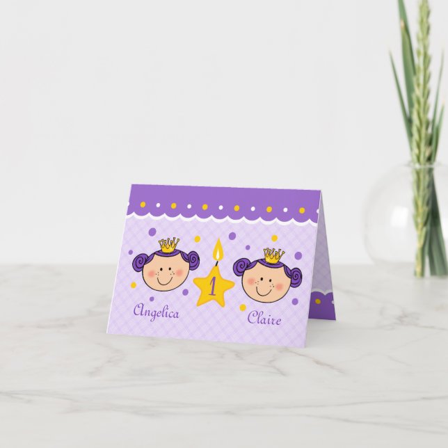 1st Birthday Twincess Card (Front)