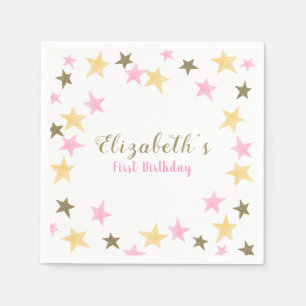 1st Birthday Twinkle Little Star Baby Girl  Napkins
