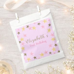 1st Birthday Twinkle Little Star Pink Girl  Favor Bag
