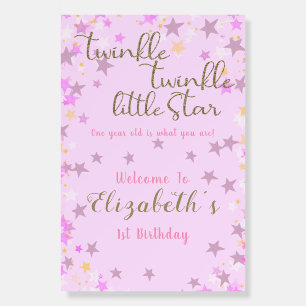 1st Birthday Twinkle Little Star Pink Girl  Foam Board