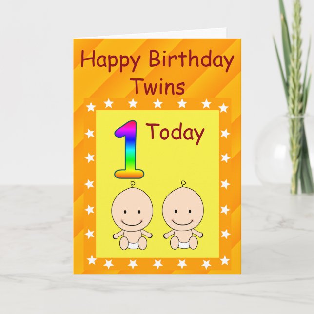 1st Birthday Twins Custom Card (Front)
