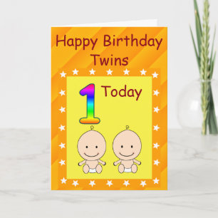 1st Birthday Twins Custom Card
