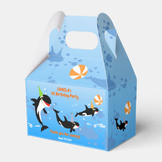 1st birthday under the sea orca whale baby girl favor boxes