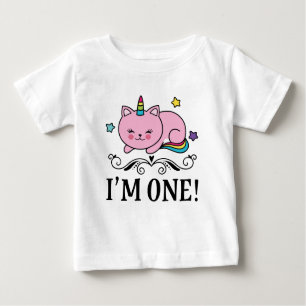 1st Birthday Unicorn Cat Girls T-shirt