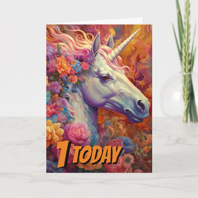  1st Birthday Unicorn party Card (Front)