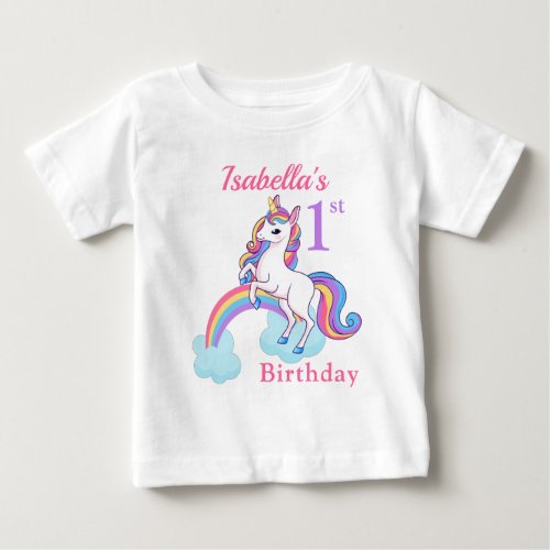 1st Birthday Unicorn Personalized Baby T_Shirt