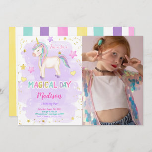 1st Birthday Unicorn Photo Invitation