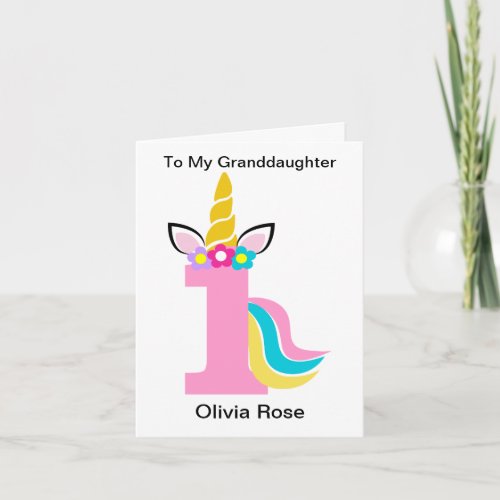 1st Birthday Unicorn Pink Granddaughter Birthday