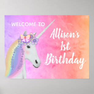 Unicorn 1st Birthday & | Prints Zazzle Posters