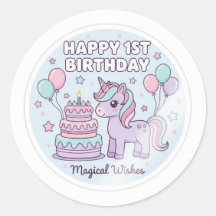 1st birthday unicorn sticker