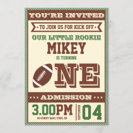 1st Birthday Vintage Football Invite