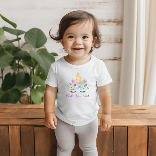 1st Birthday Watercolor Floral Magical Unicorn Baby T-Shirt