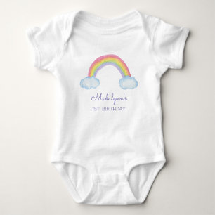 1st Birthday Watercolor Rainbow Baby Bodysuit