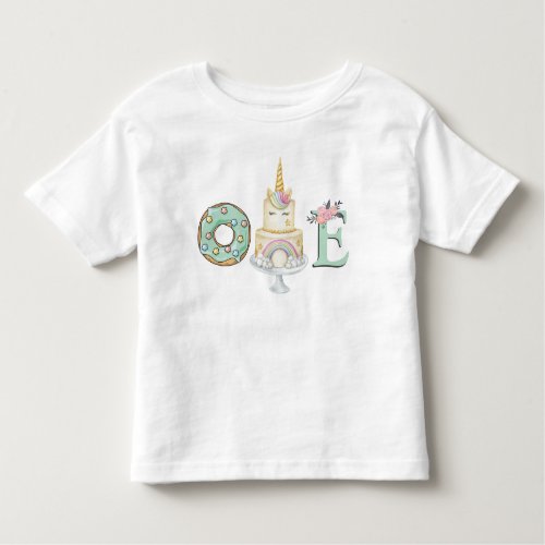1st Birthday Watercolor Unicorn  Toddler T_shirt