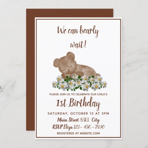 1st Birthday _ We can Bearly wait Invitation