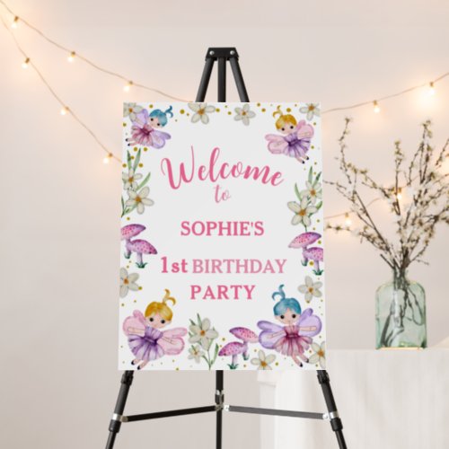 1st Birthday Welcome Pink Princess Fairy  Foam Board