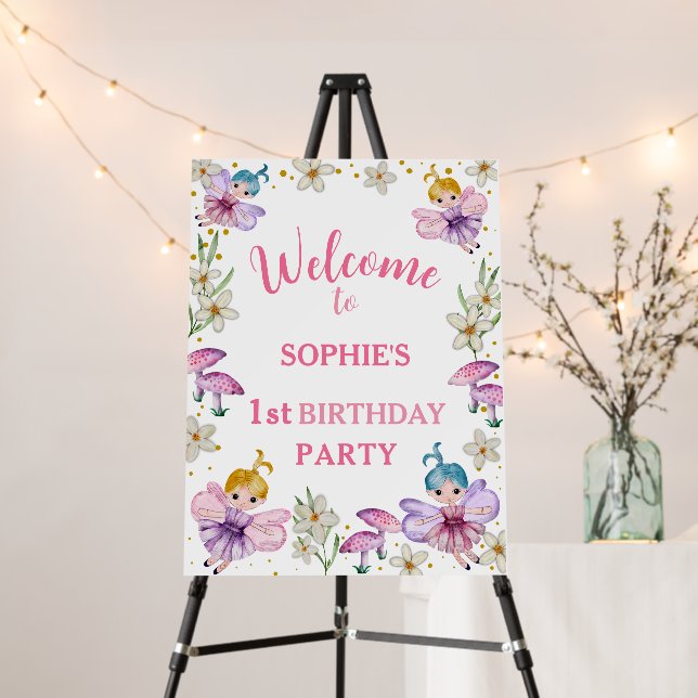 1st Birthday Welcome Pink Princess Fairy  Foam Board (In Situ (Stand))