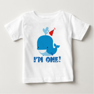 1st Birthday Whale Baby T-Shirt