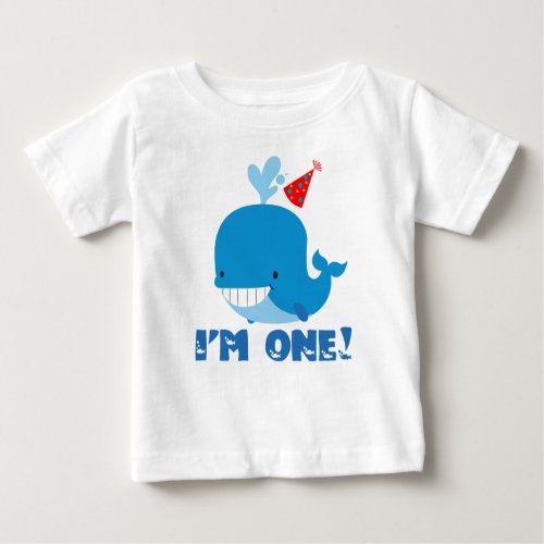 1st Birthday Whale Baby T_Shirt