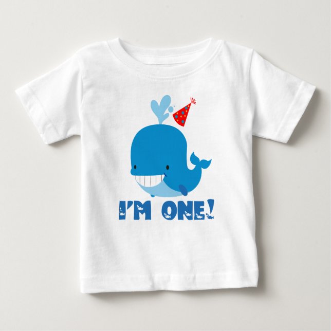 1st Birthday Whale Baby T-Shirt (Front)