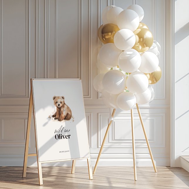 1st Birthday Wild One bear modern elegant  Foam Board (Creator Uploaded)