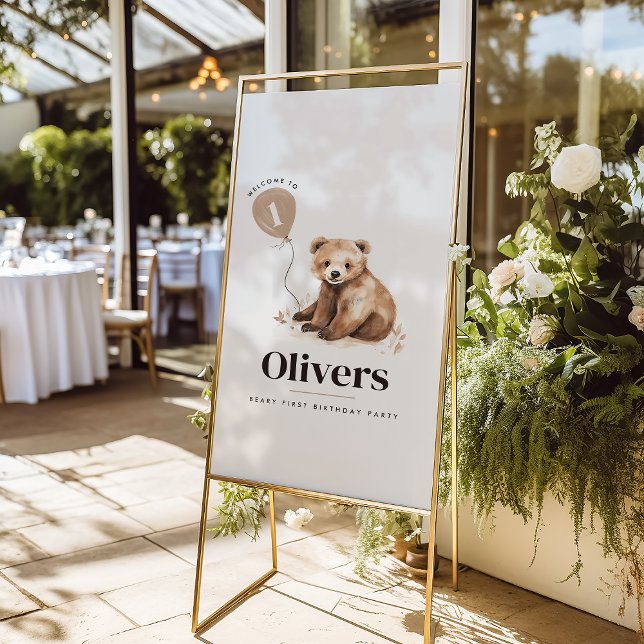 1st Birthday Wild One bear modern elegant  Foam Board (Creator Uploaded)