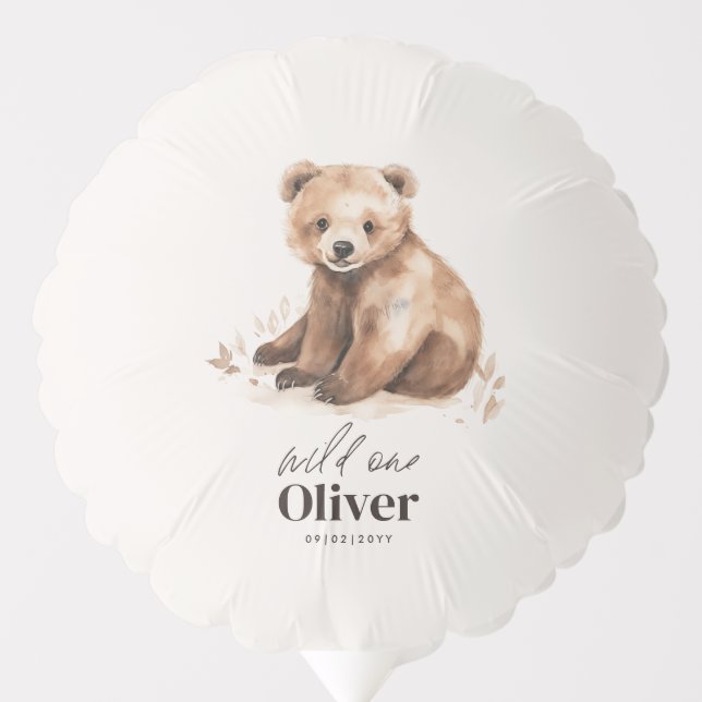 1st Birthday Wild One bear modern elegant party Balloon (Front)