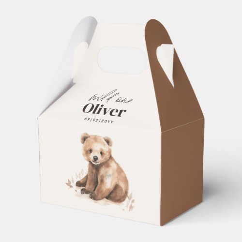 1st Birthday Wild One bear modern elegant party Favor Boxes
