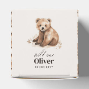 1st Birthday Wild One bear modern elegant party Favor Boxes