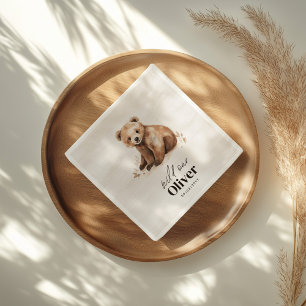 1st Birthday Wild One bear modern elegant party Napkins