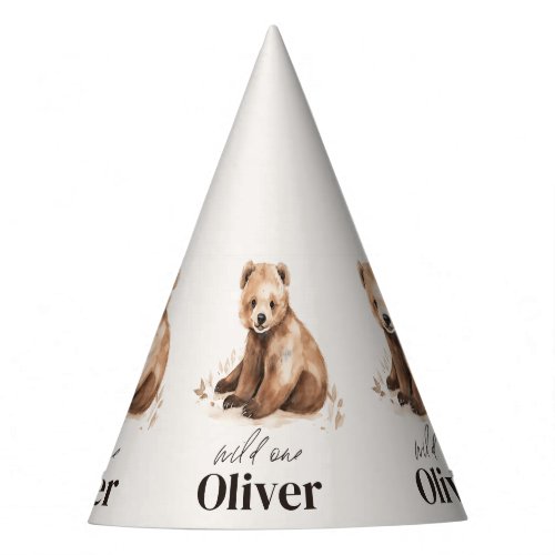 1st Birthday Wild One bear modern elegant party Party Hat