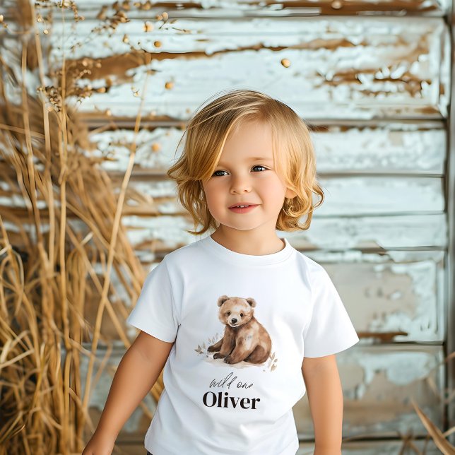 1st Birthday Wild One bear modern elegant party Toddler T-shirt (Creator Uploaded)