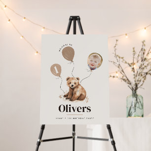 1st Birthday Wild One bear modern elegant photo Foam Board