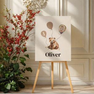 1st Birthday Wild One bear modern elegant photo Foam Board